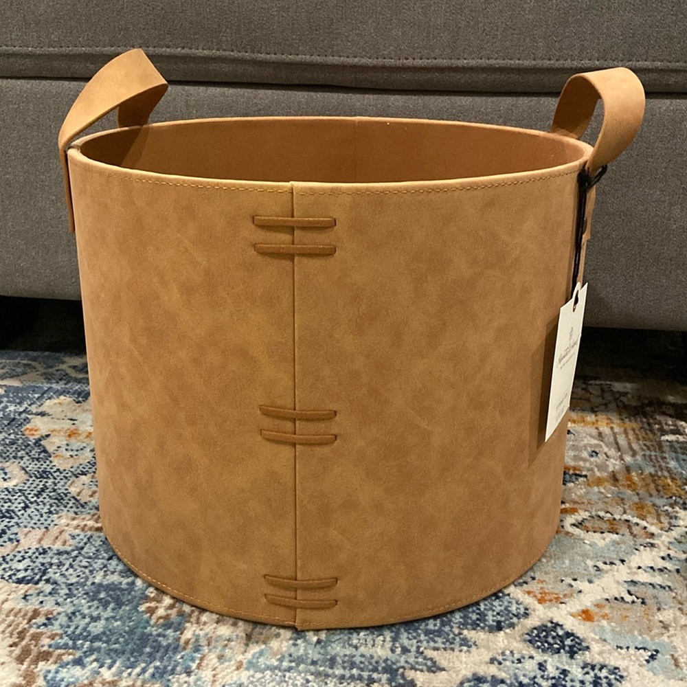 Faux Leather Storage Bin Camel Brown - Hearth & Hand™ with Magnolia-Size Medium
